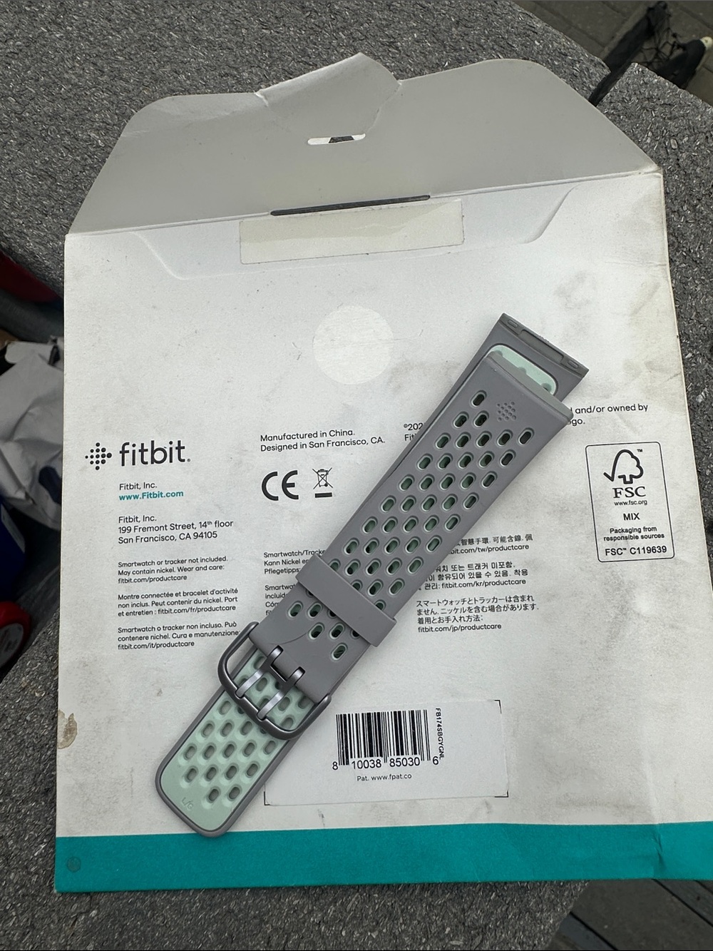 fitbit Gray Sport Band with Mint Accent